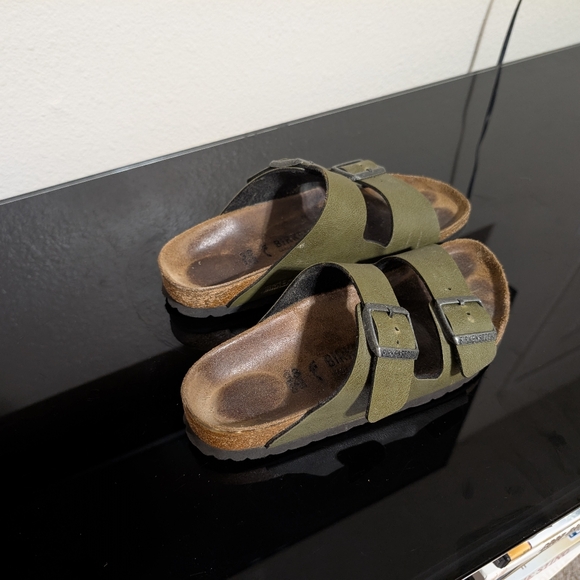 Birkenstock Arizona 38 EU 7 US Olive Leather Double Buckle - Picture 1 of 6